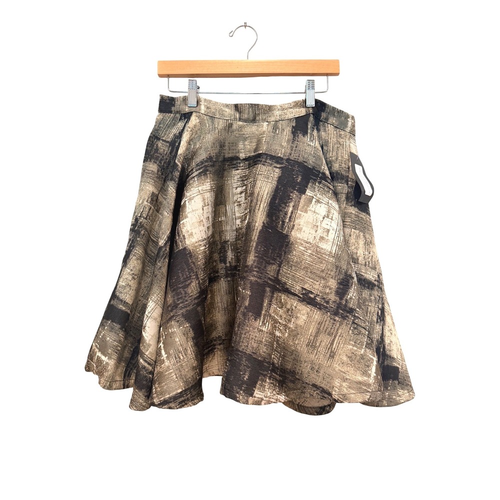NEW Bryn Walker Dansa Skirt Grafite Gold Black Abstract A-Line Circle Small Glam